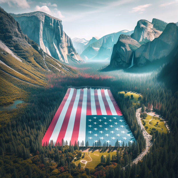 Giant American Flag Displayed Upside Down in Yosemite National Park